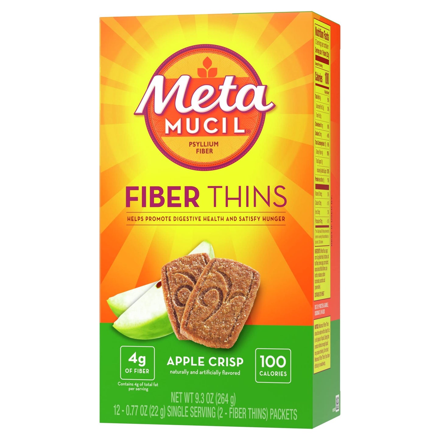 Metamucil Apple Crisp Fiber Wafers – 4g Fiber, 100 Calories