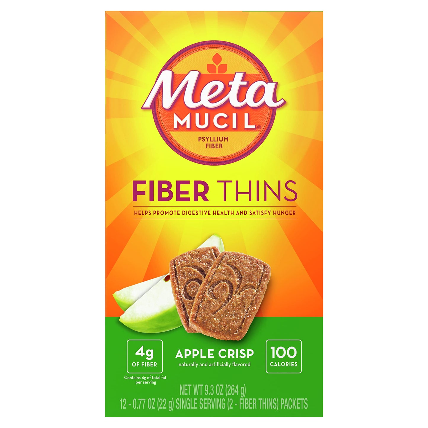 Metamucil Apple Crisp Fiber Wafers – 4g Fiber, 100 Calories