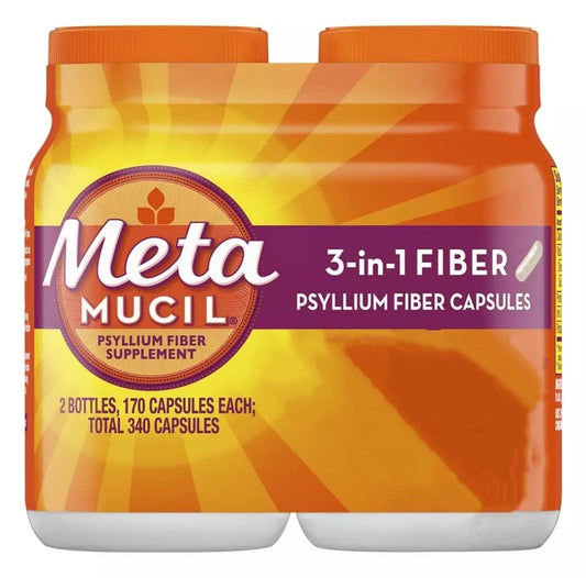 Metamucil Fiber Therapy for Regularity — 340 Capsules | Psyllium Fiber Supplement