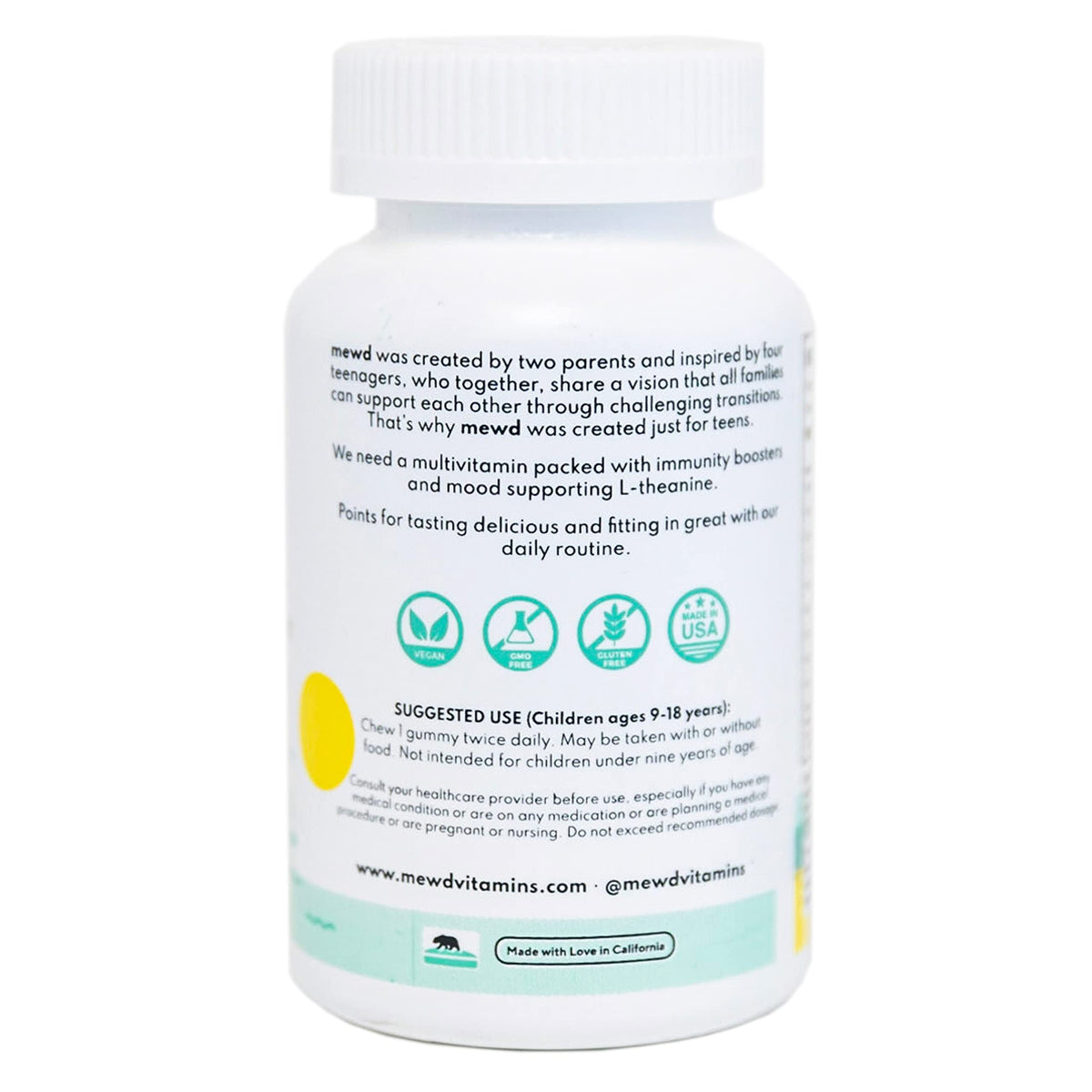 MEWD Teen/Kids Daily Multivitamin Gummy - Mood, Focus & Immunity | Vegan, Gluten Free, Made in USA