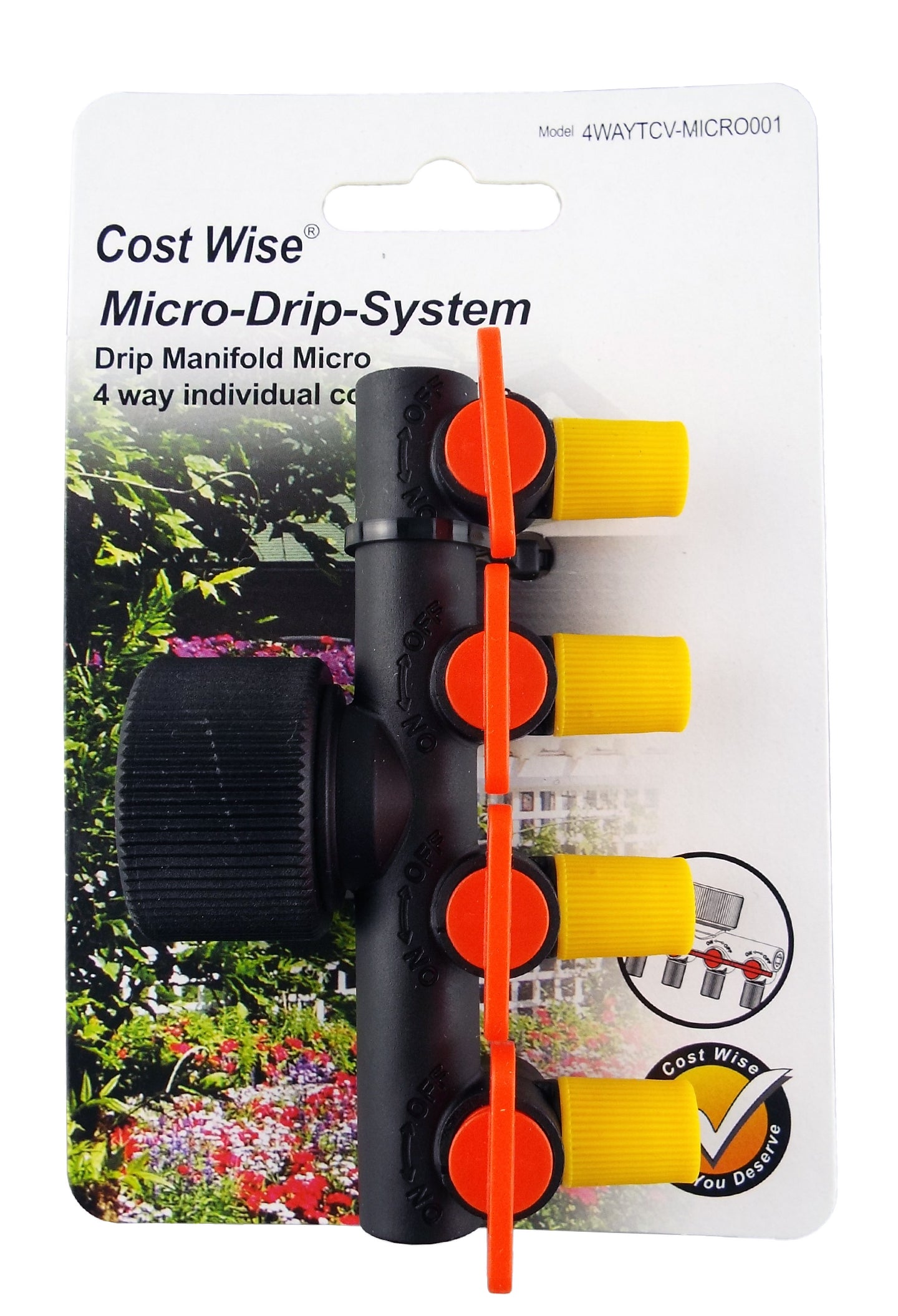 4-Way Manifold with Valves for Micro Irrigation Tube