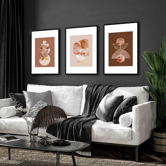 Mid century modern artwork | set of 3 framed wall art prints