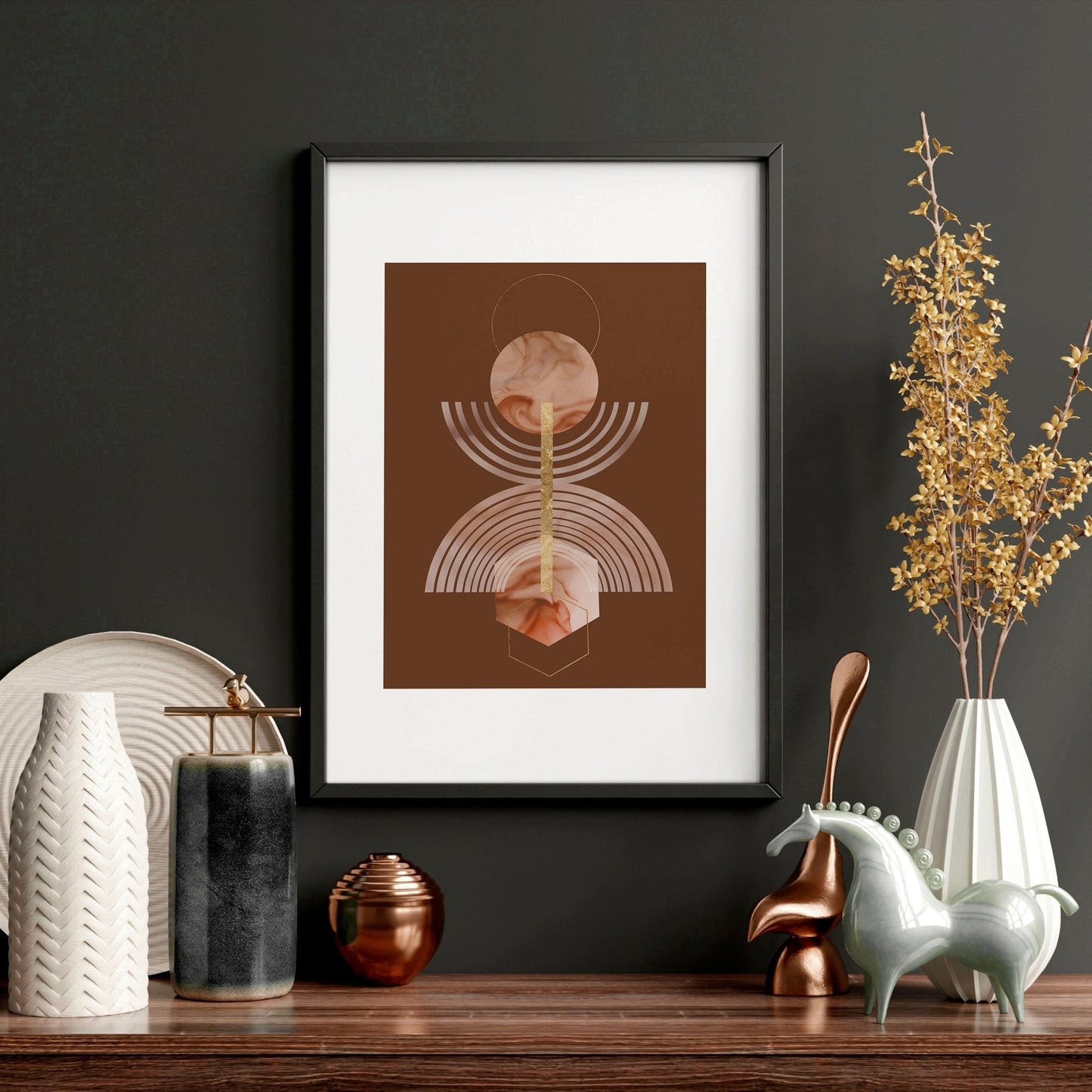 Mid century modern artwork | set of 3 framed wall art prints