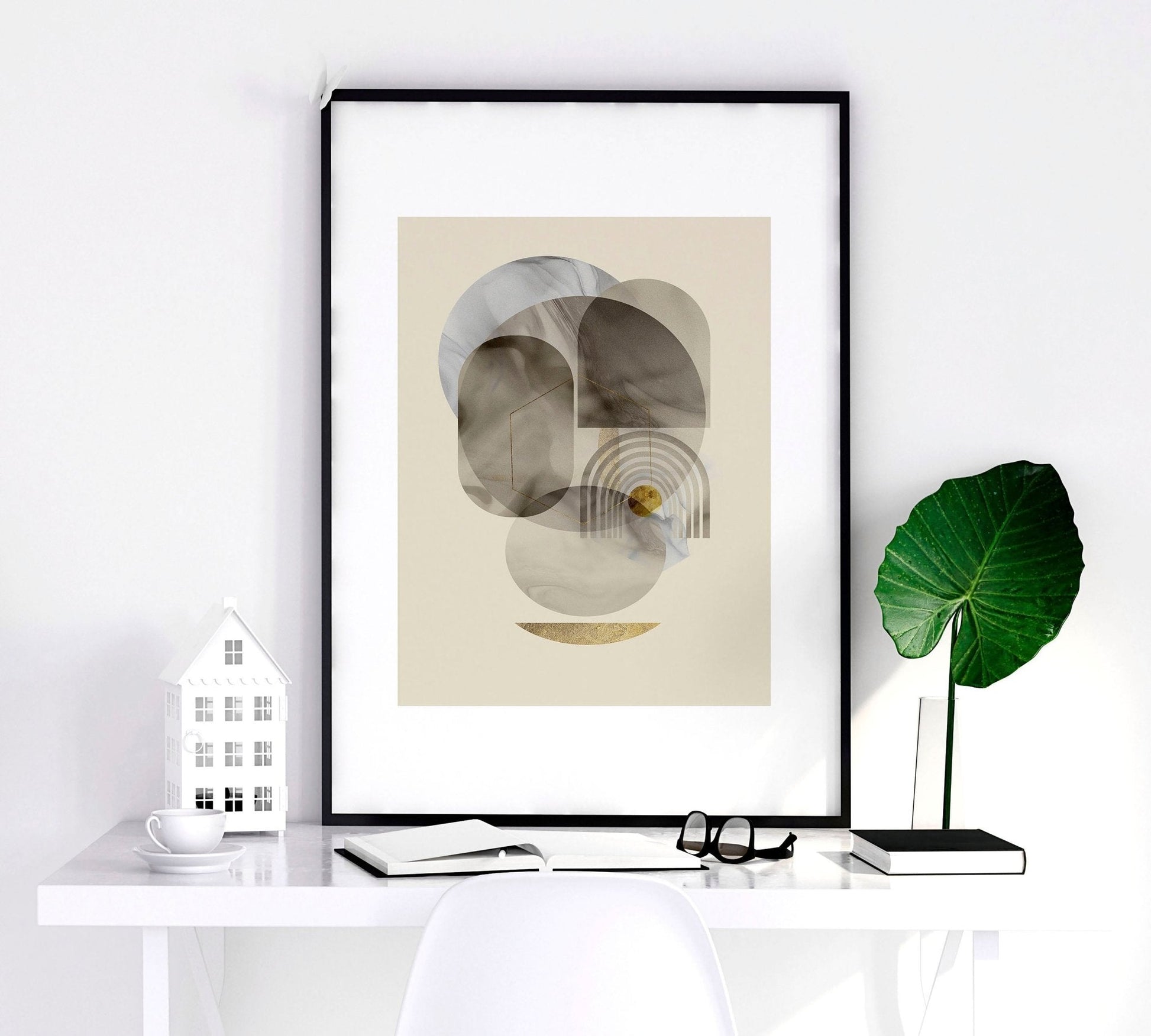 Wall art neutral | set of 3 framed wall art prints