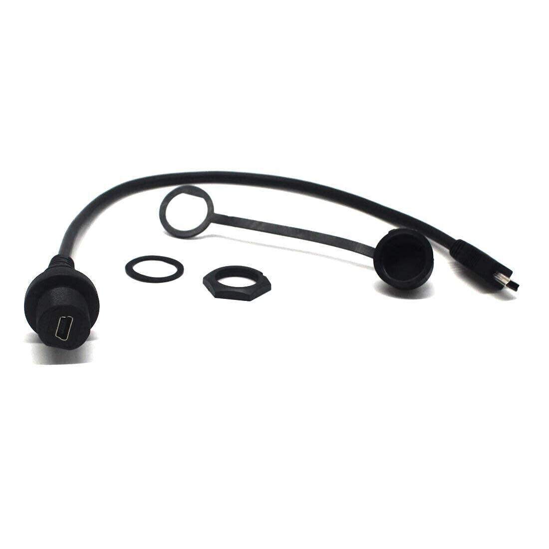 Mini Cable USB Male to Female Panel Mount 30cm Waterproof Dashboard