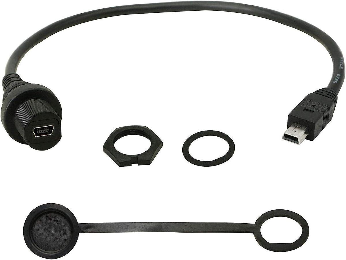 Mini Cable USB Male to Female Panel Mount 30cm Waterproof Dashboard