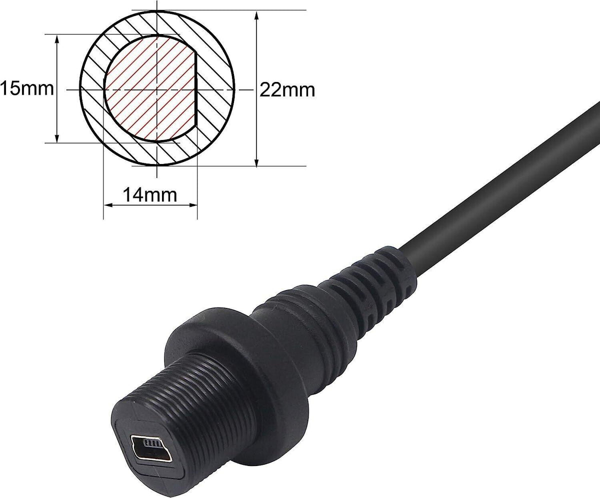 Mini Cable USB Male to Female Panel Mount 30cm Waterproof Dashboard