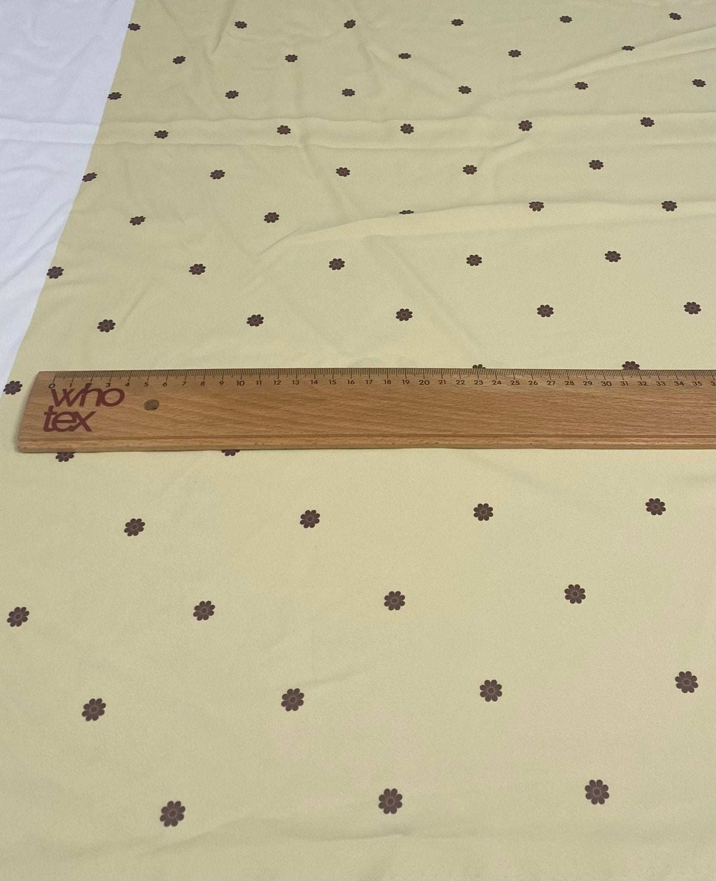 Minimal Yellow with Small Brown Floral Fabric by Metre