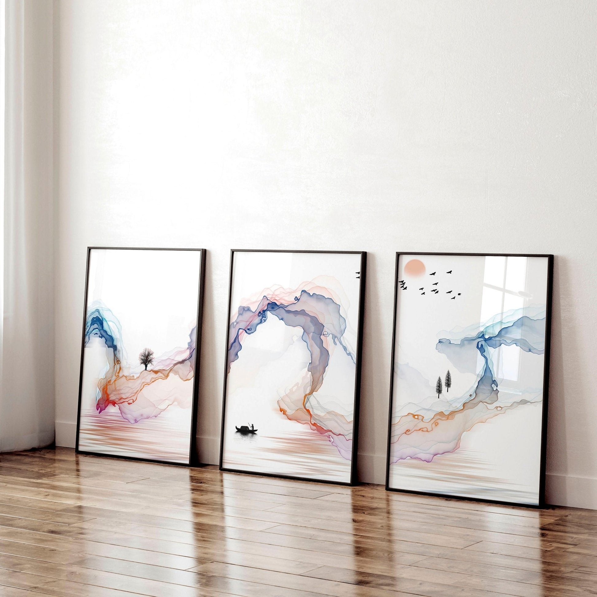Minimal wall art | set of 3 Japanese wall art