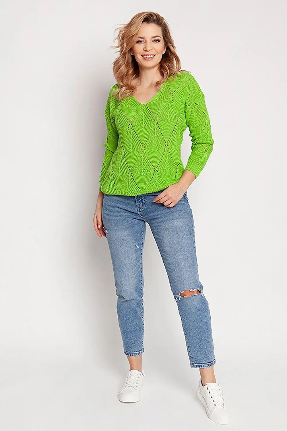 MKM loose, openwork, ribbed sweater