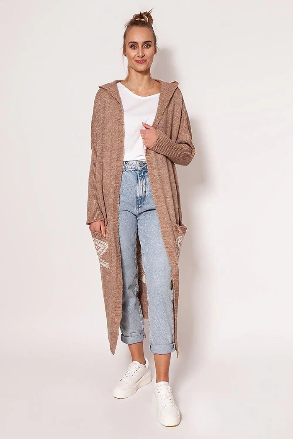 MKM Soft sweater coatwith long sleeves, hood, and pockets