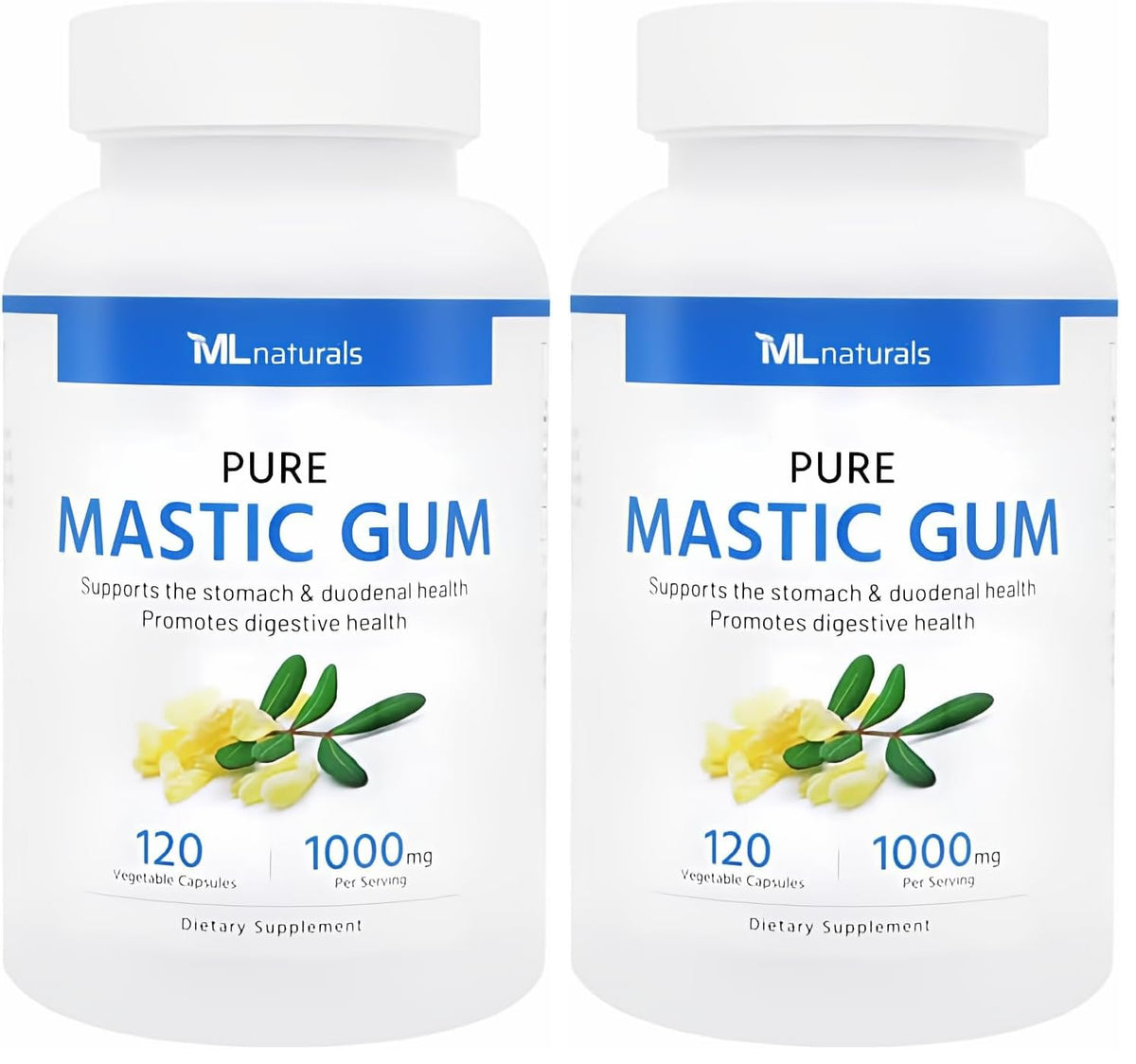 ML Naturals Mastic Gum 1000mg – 120 Vegan Capsules (Pack of 2) | Premium Quality | Supports Stomach & Duodenal Health | NSF-Certified & cGMP-Compliant