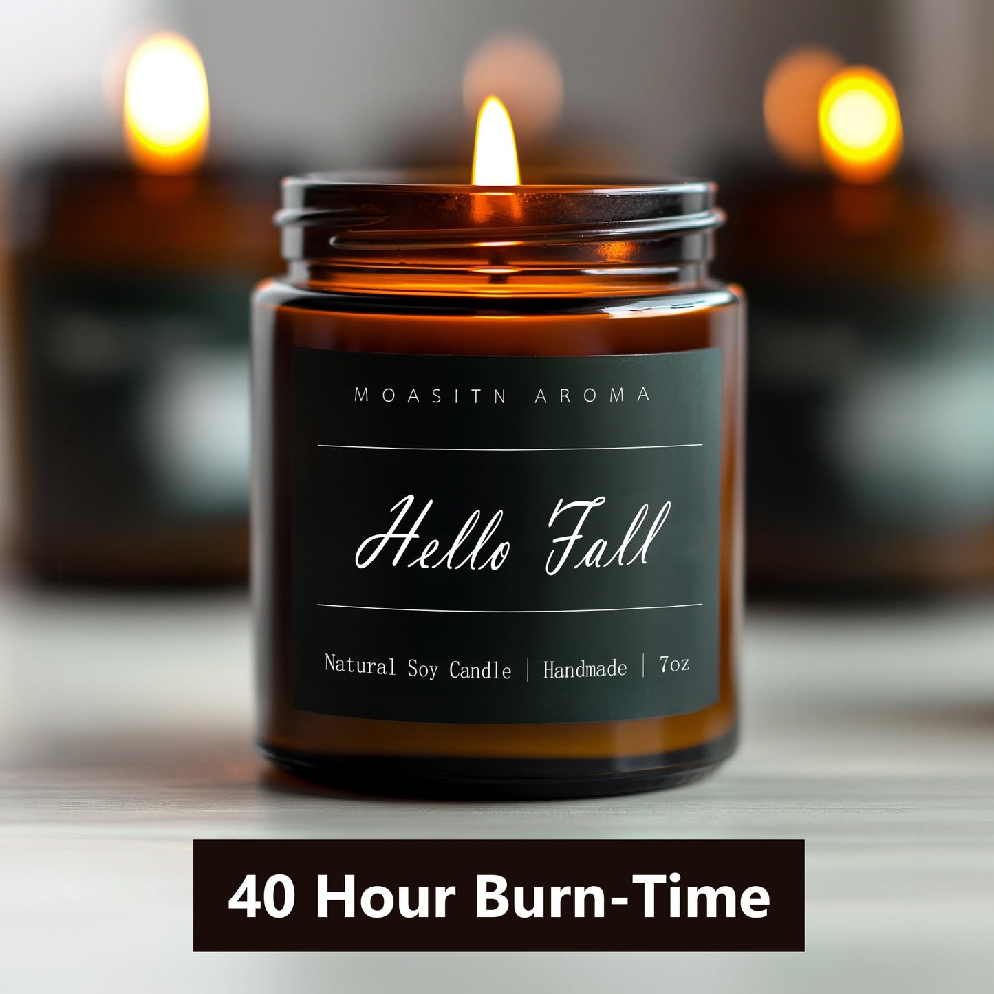 MOASITN Hello Fall Scented Candle – Natural Soy, Handmade 7oz Jar | Aromatherapy Gift for Women & Men