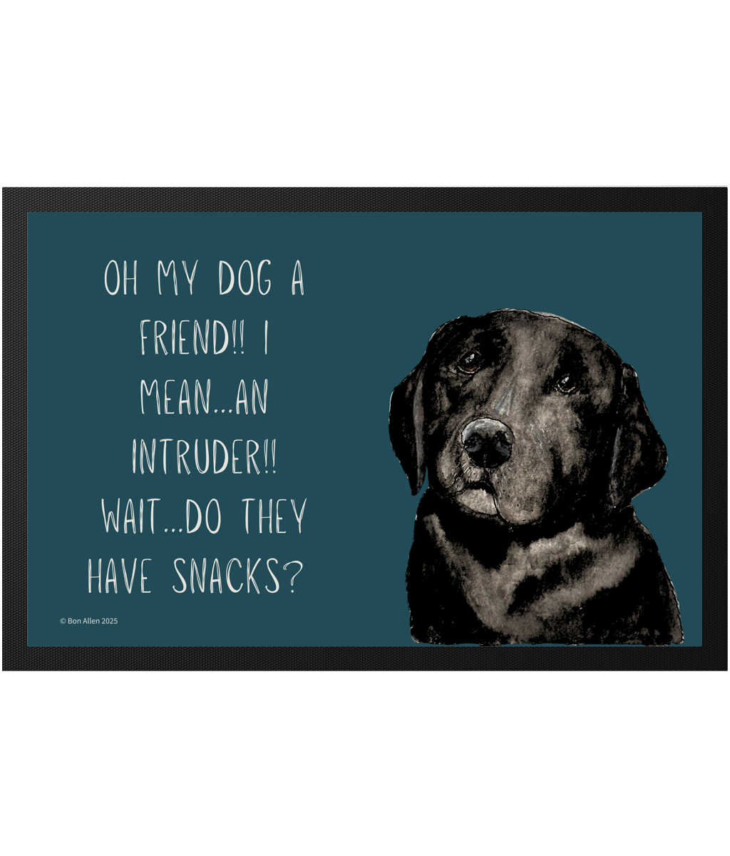 Black Labrador Welcome Mat – Is It a Friend, Intruder… or Snack Delivery?!