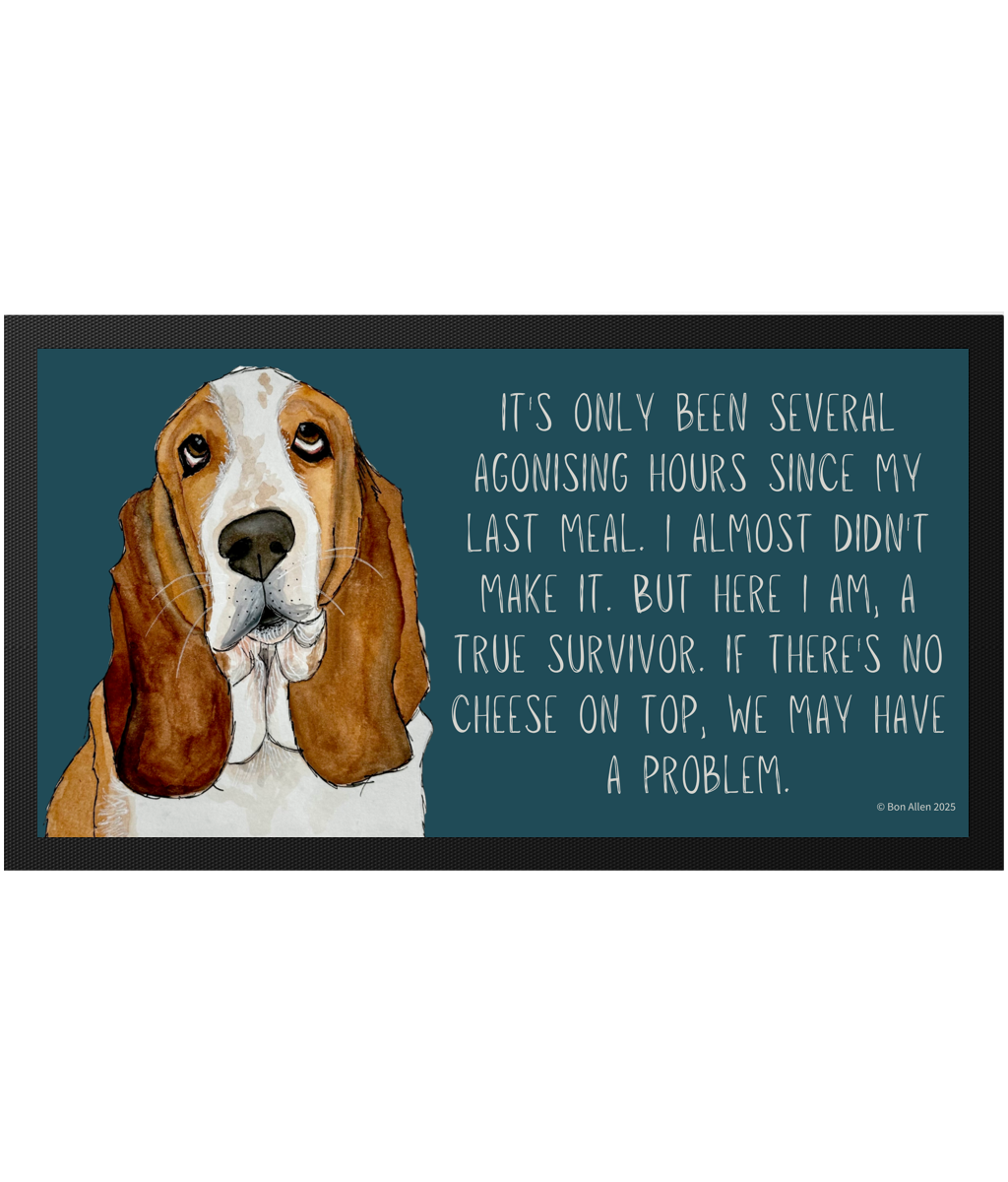 Basset Banquet Mat – The Drama of Dinner Time!