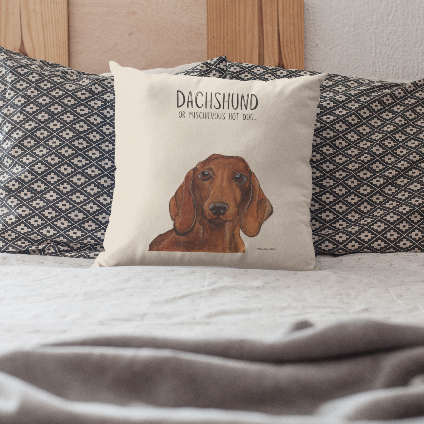 Dachshund Cushion Cover – Mischievous Hot Dog Energy!