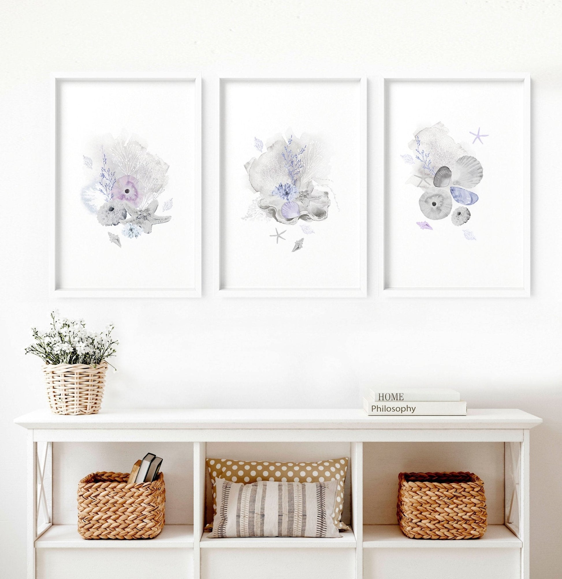 Modern beach house decor | Set of 3 wall art prints