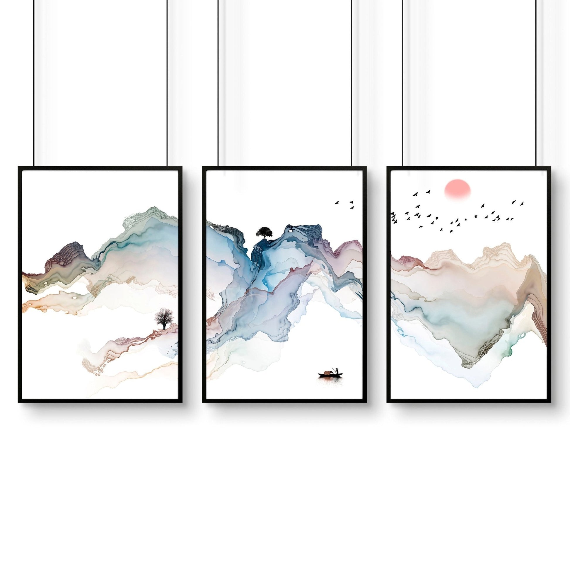 Modern home office ideas | set of 3 wall art prints