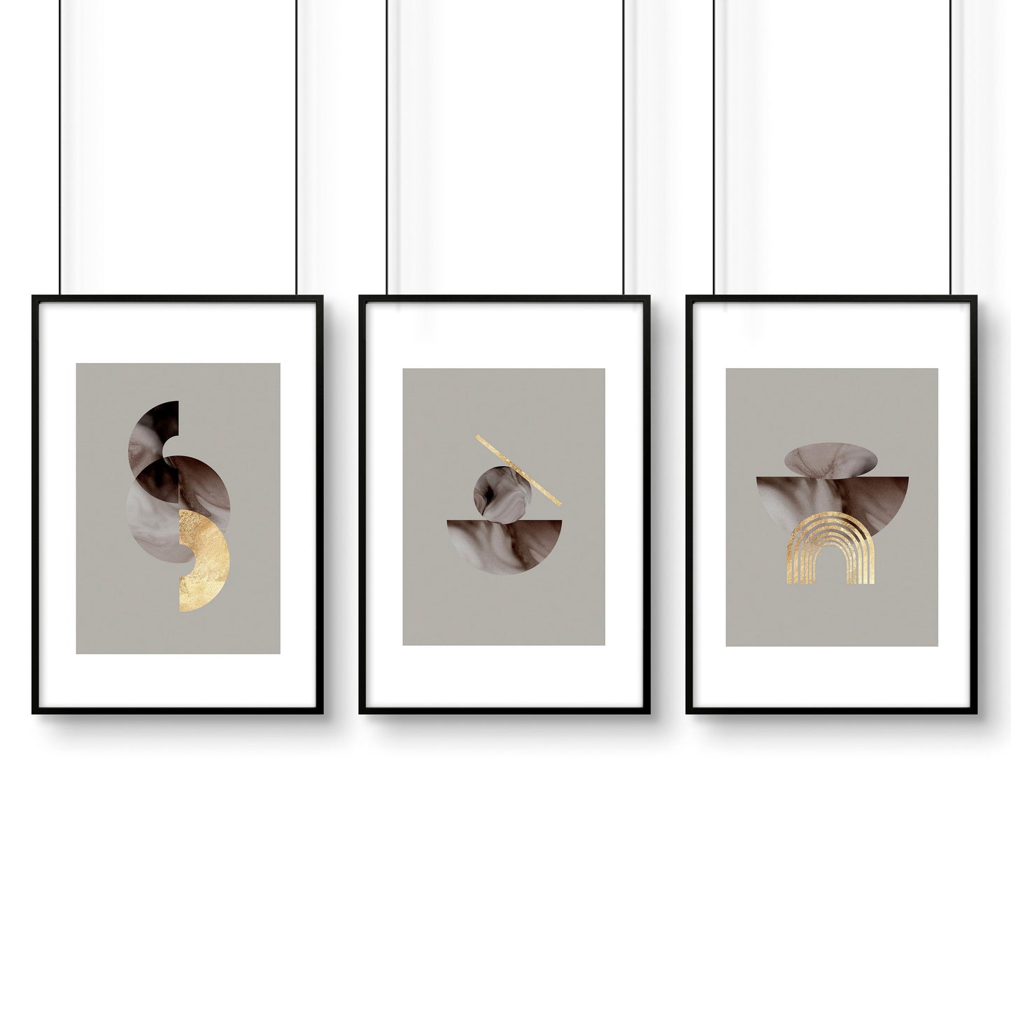 Framed large wall art | set of 3 Modern mid century wall art