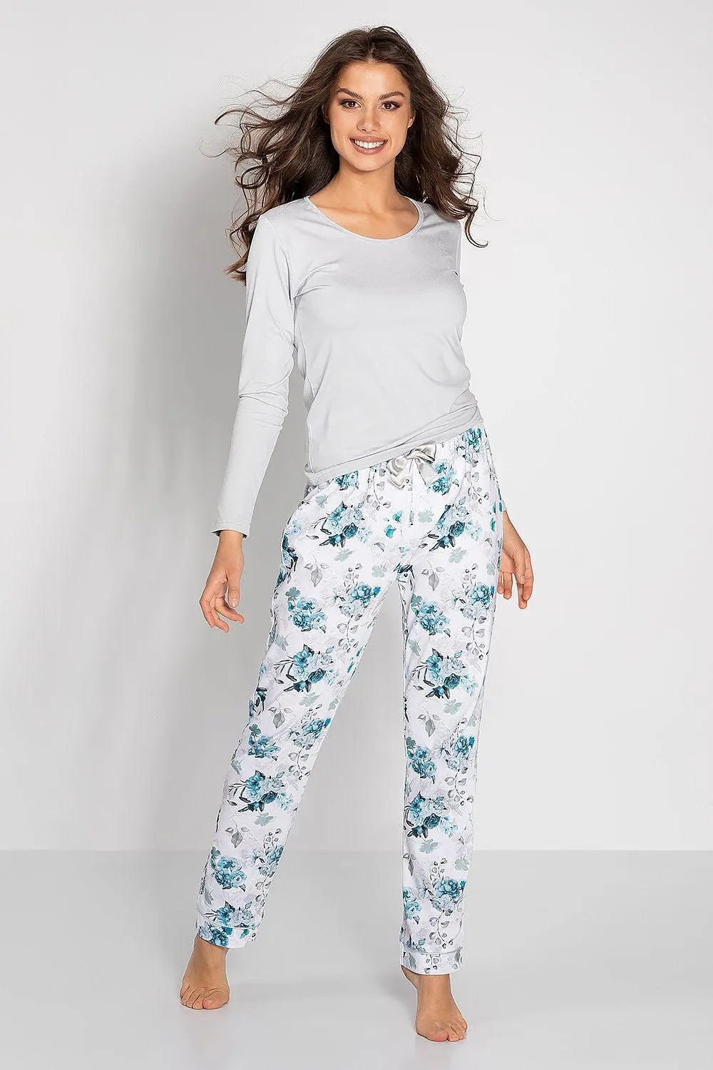 Momenti Per Me long-sleeve blouse and long pants womens pajamas