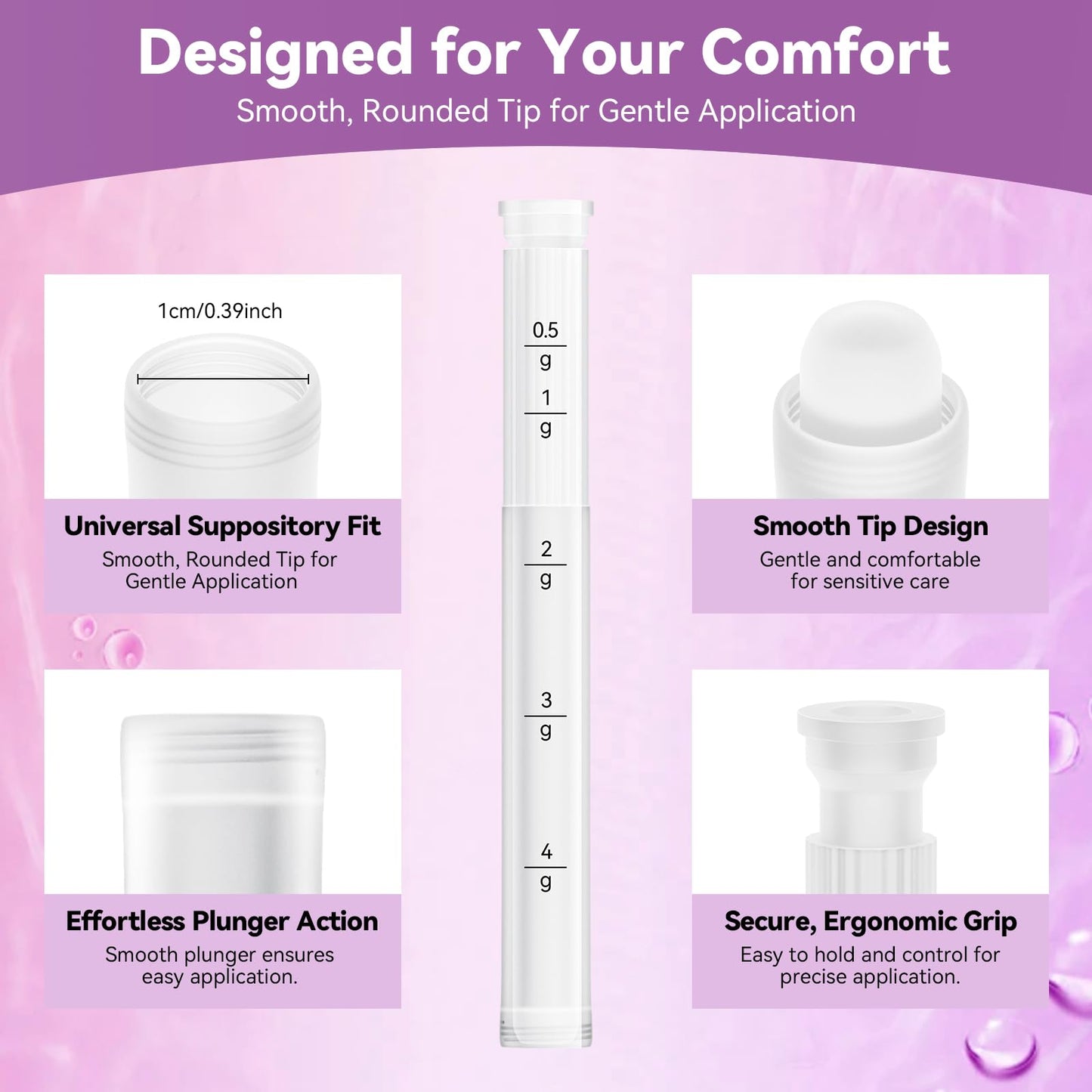 Momsnug Disposable Vaginal Cream Applicators with Dosage Markings – 60 Pack