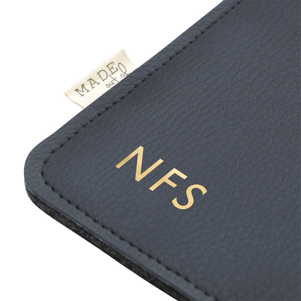 Monogrammed Black Vegan Apple Leather Laptop Sleeve - 15 Inch