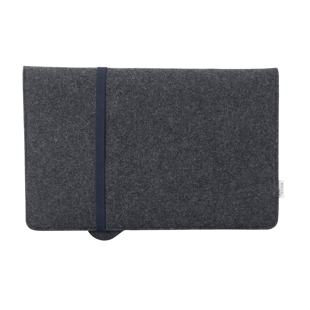 Monogrammed Black Vegan Apple Leather Laptop Sleeve - 15 Inch