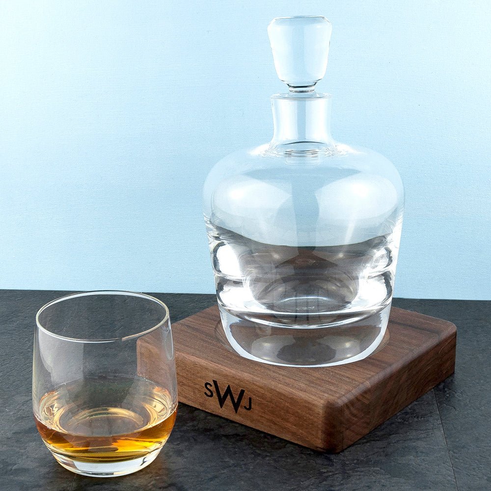Monogrammed Lsa Whisky Decanter & Walnut Base