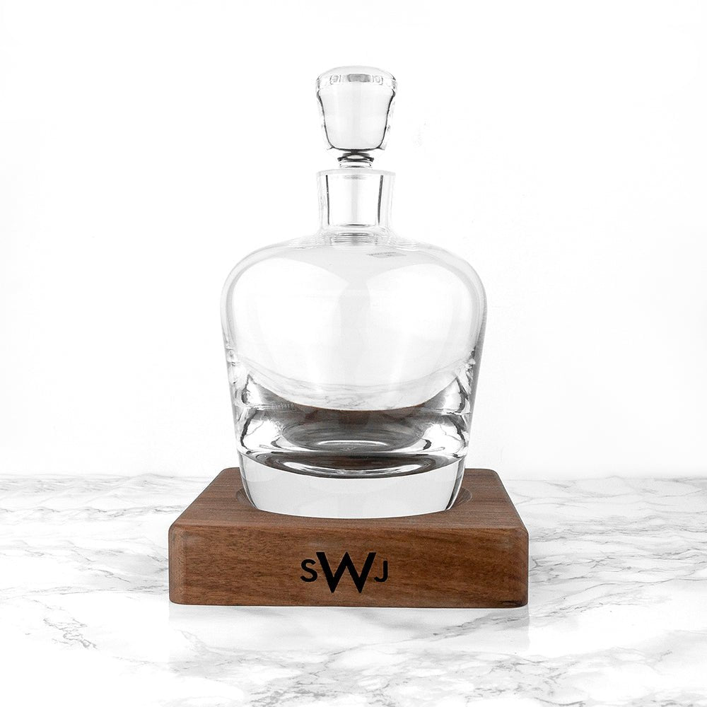 Monogrammed Lsa Whisky Decanter & Walnut Base