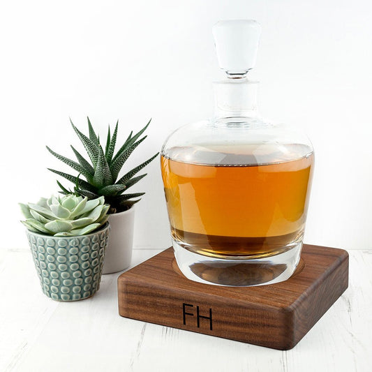 Monogrammed Lsa Whisky Decanter & Walnut Base