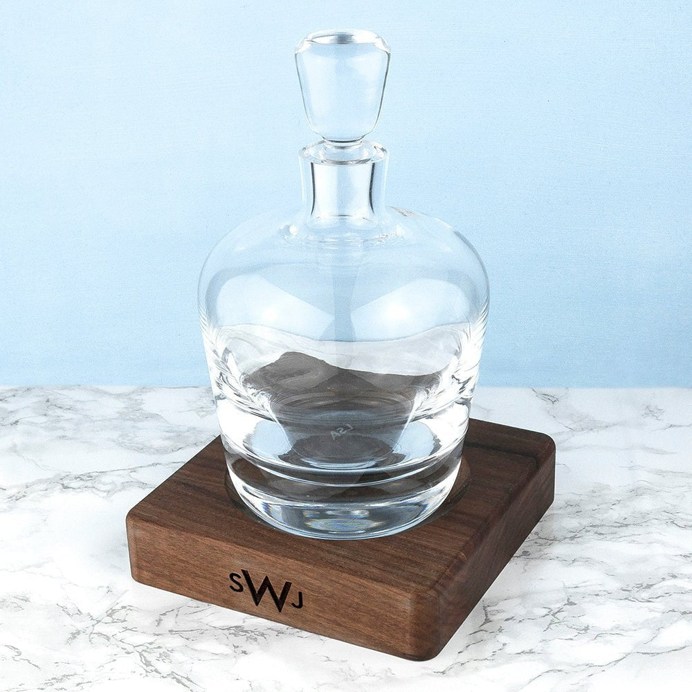 Monogrammed Lsa Whisky Decanter & Walnut Base