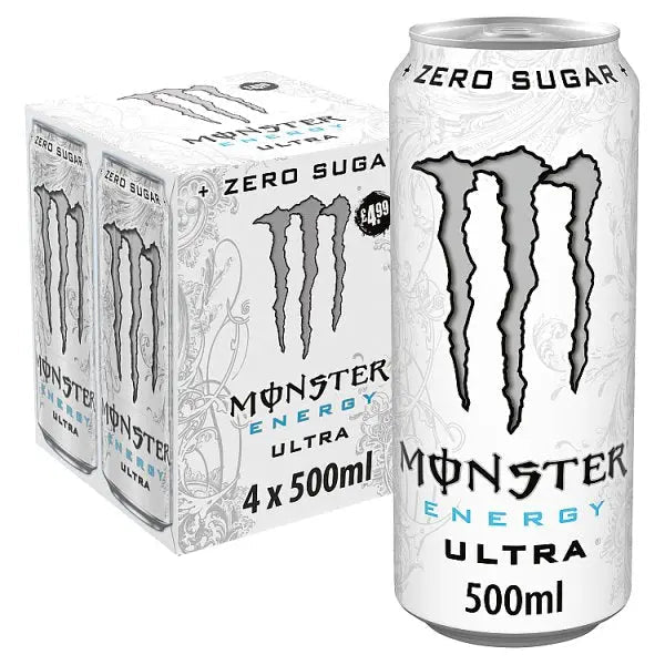 Monster Energy Drink Ultra Zero Sugar 4 x 500ml (Case of 6)