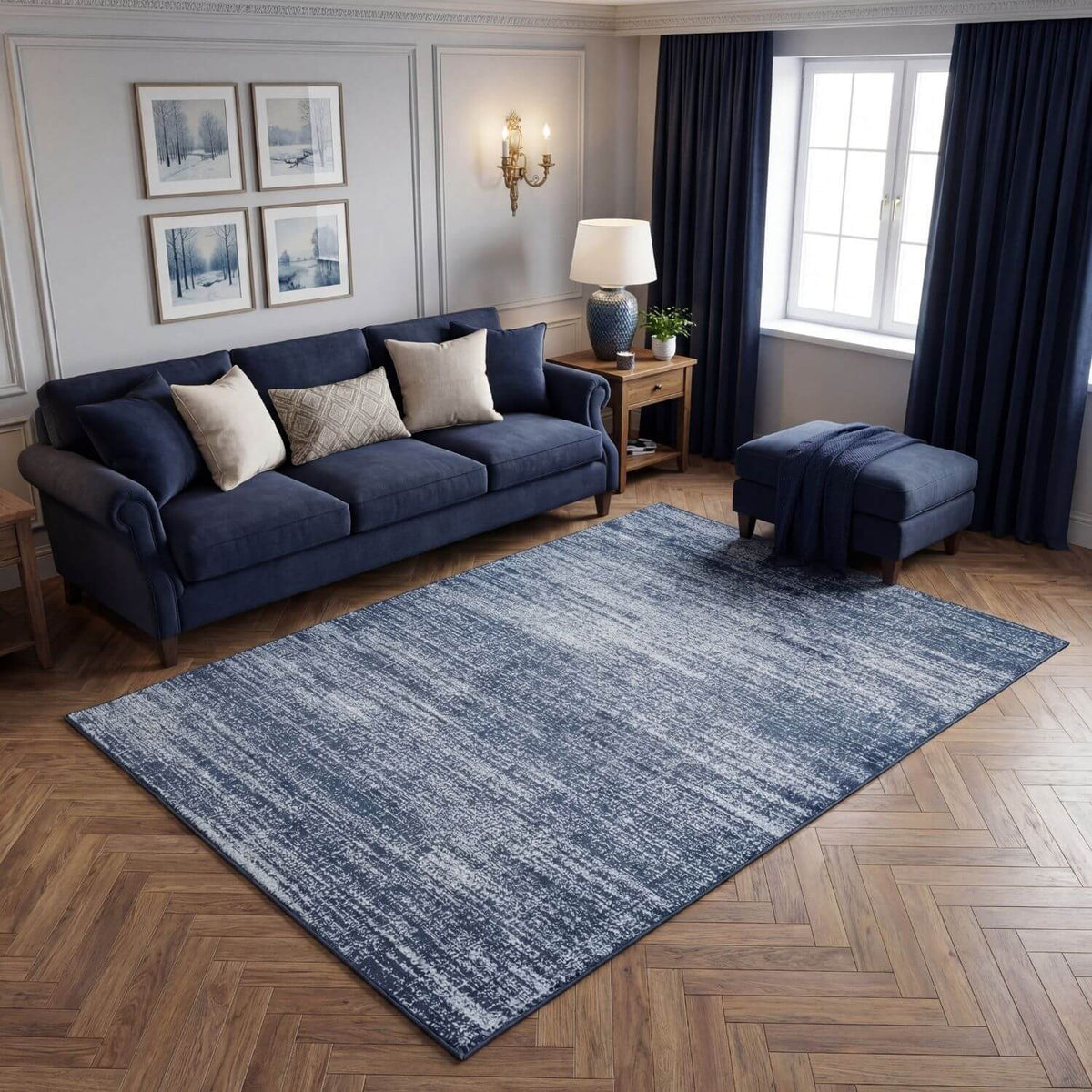 Montana Abstract Blue Rug | 3800Bl
