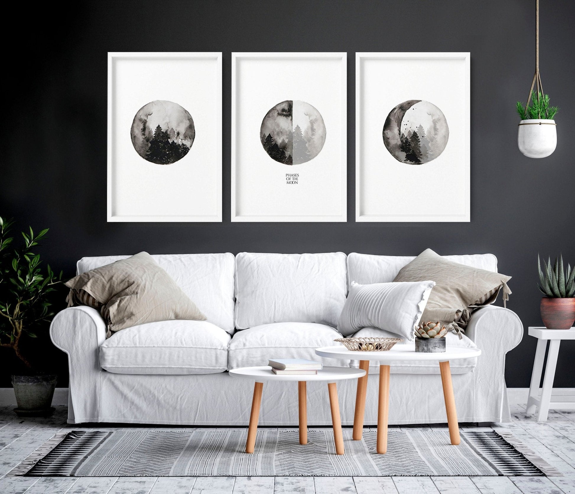 Moon wall art | set of 3 framed wall art prints