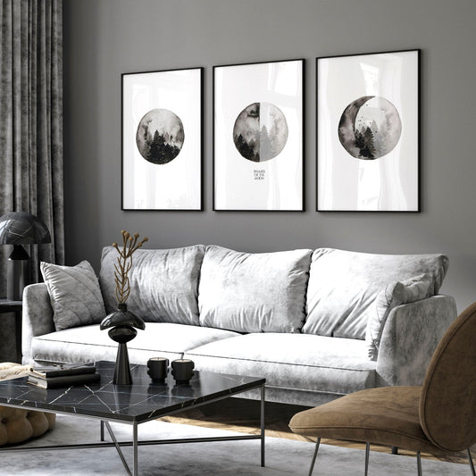 Moon wall art | set of 3 framed wall art prints
