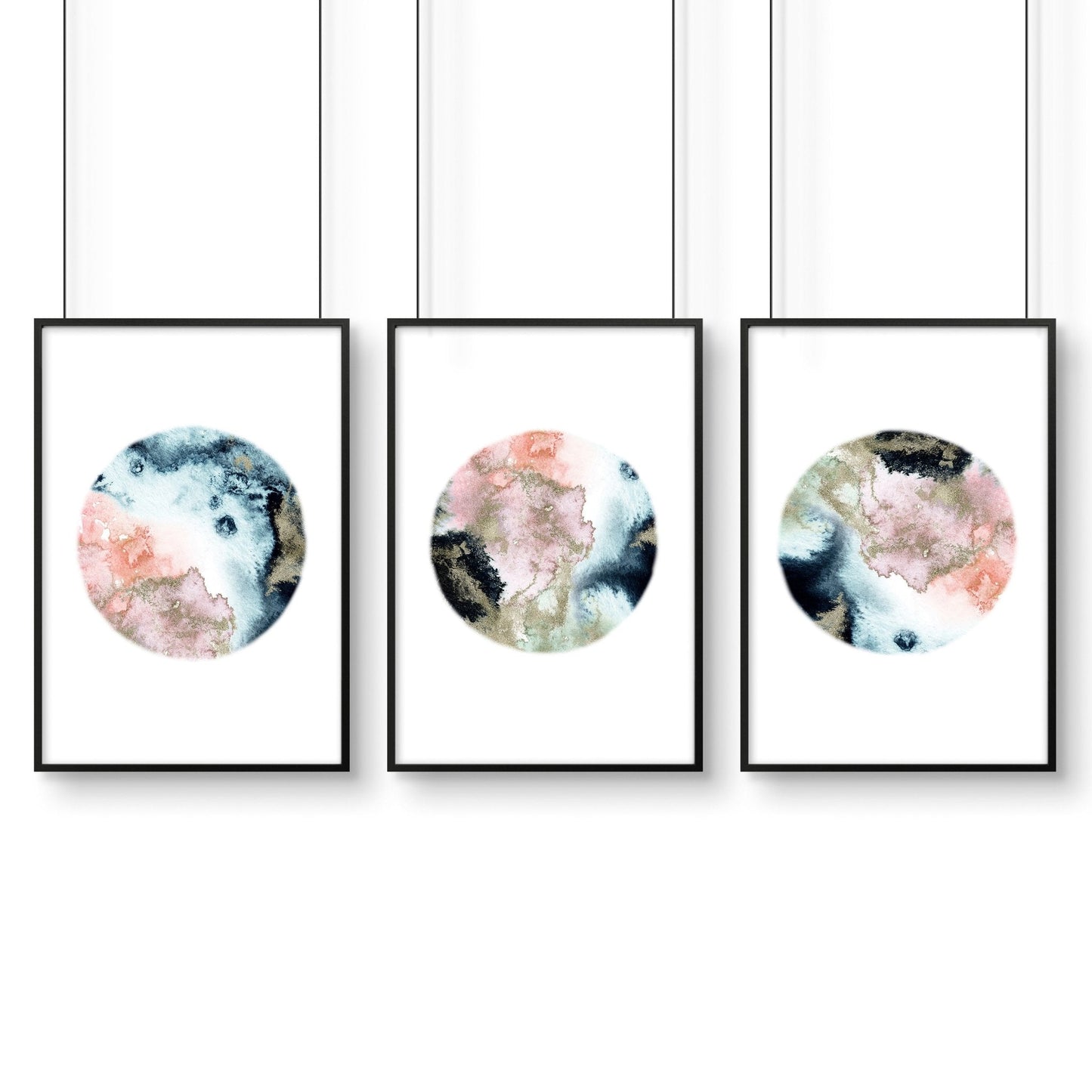 Phases of the moon print | set of 3 wall art for living room
