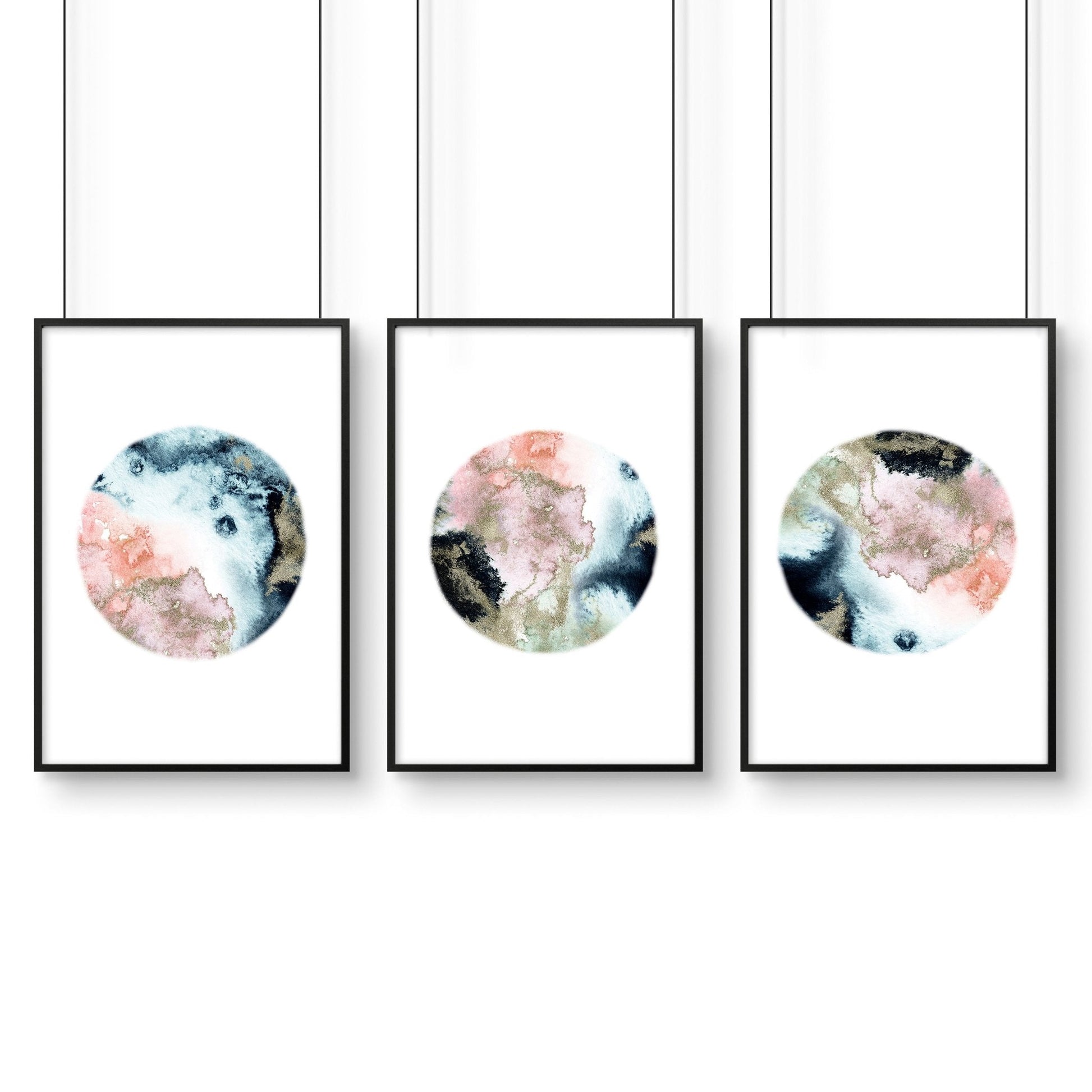 Phases of the moon print | set of 3 wall art for living room