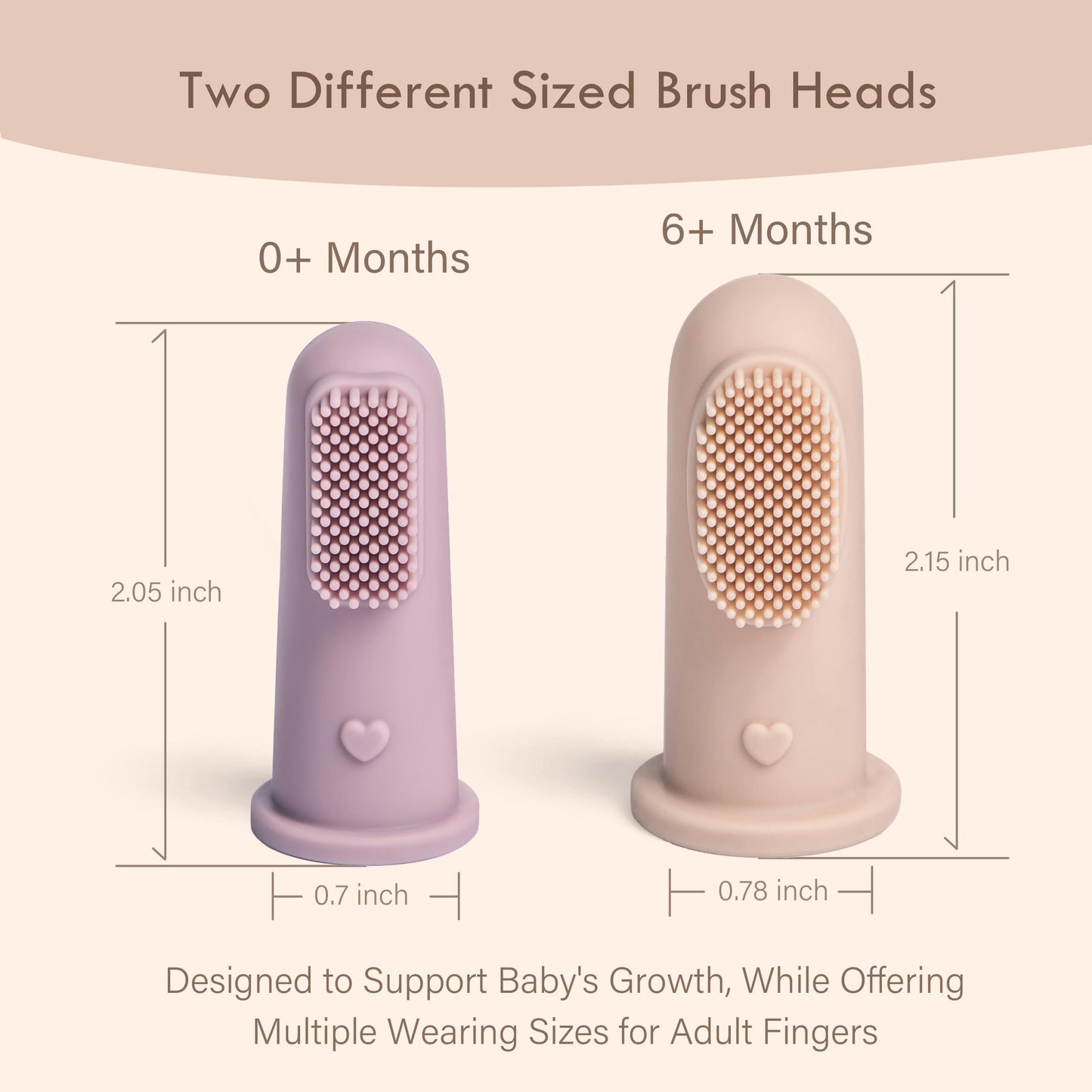 Moonkie Baby Finger Toothbrush Kit - 4 Pcs (Small Sand/Warm Taupe, Large Blue/Mint)