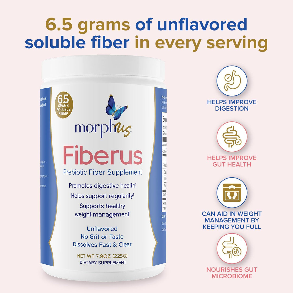 MORPHUS Fiberus Prebiotic Fiber Powder – Flavorless, Women's Gut Health & Regularity