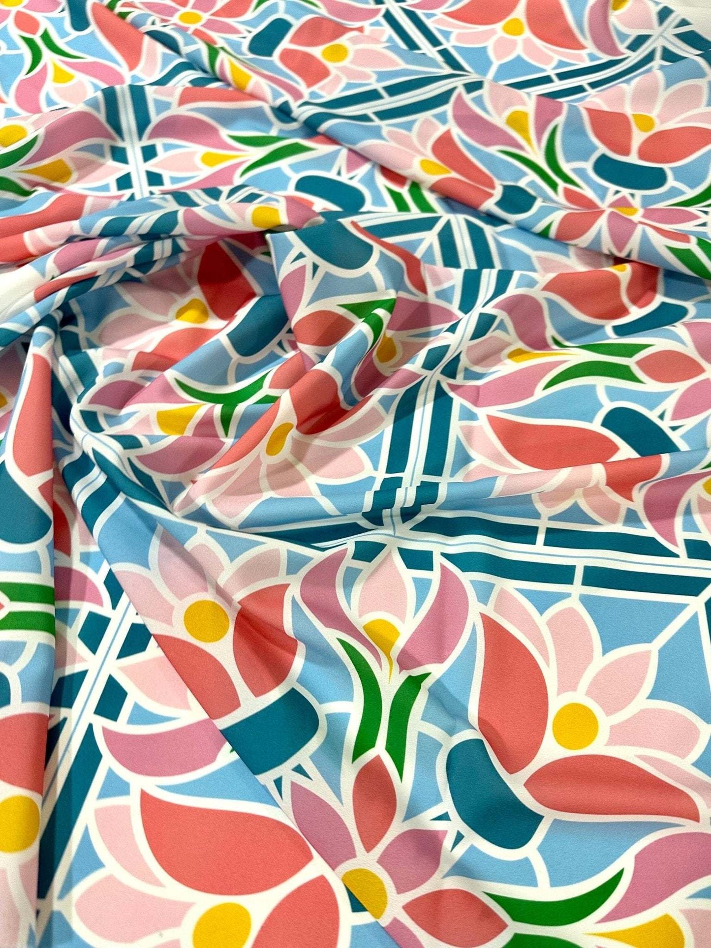 Mosaic Floral Fabric By Metre
