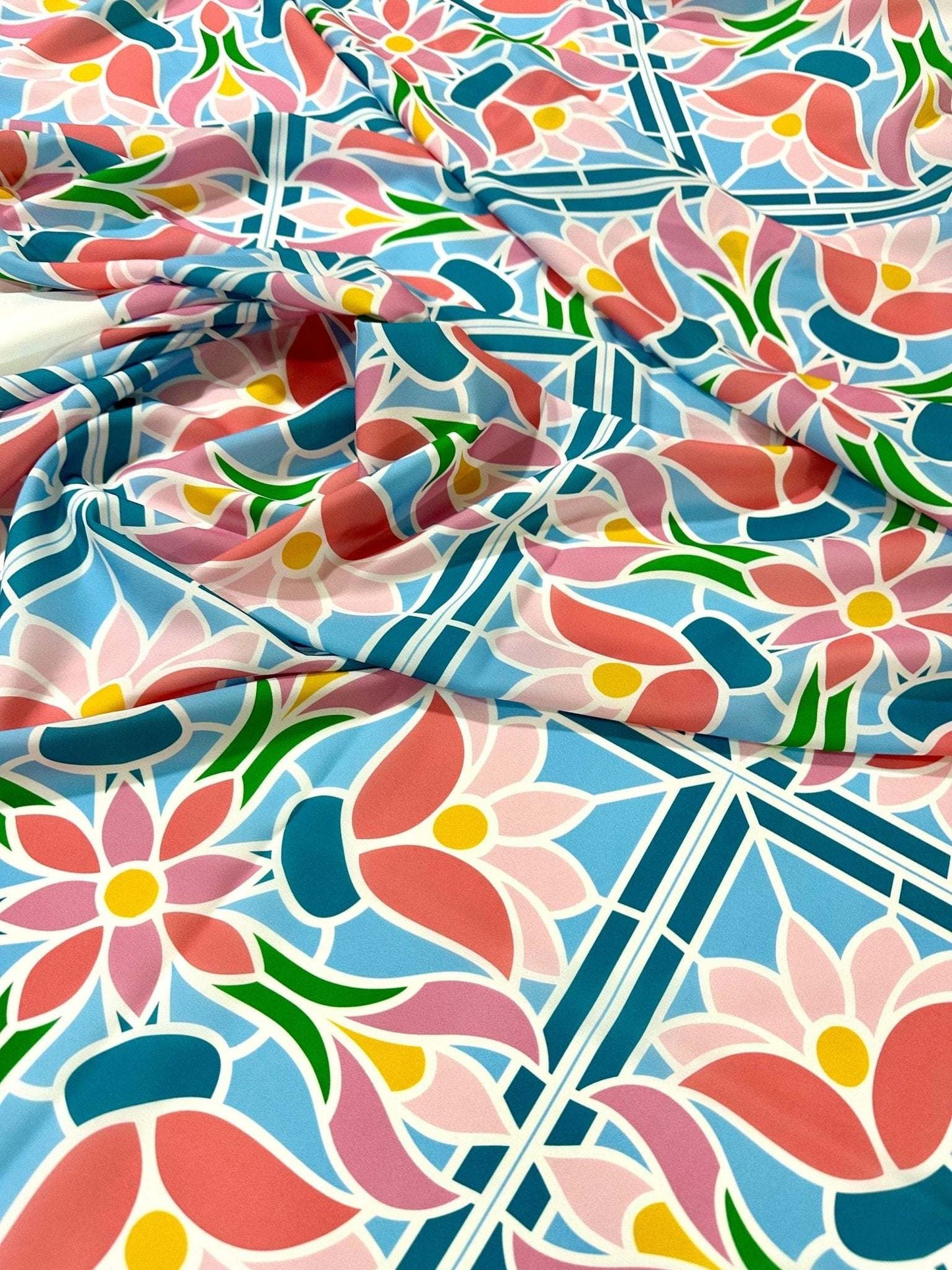 Mosaic Floral Fabric By Metre