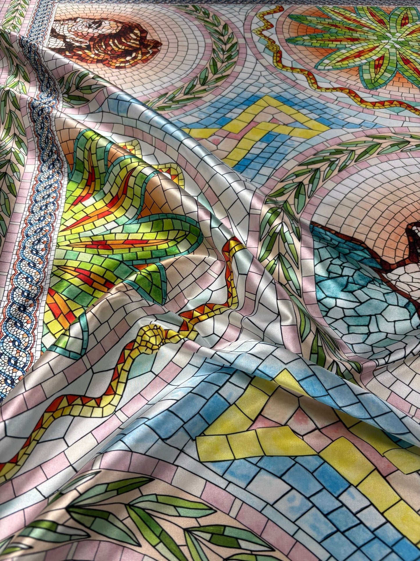 Greek Mosaic Print Fabric By Metre