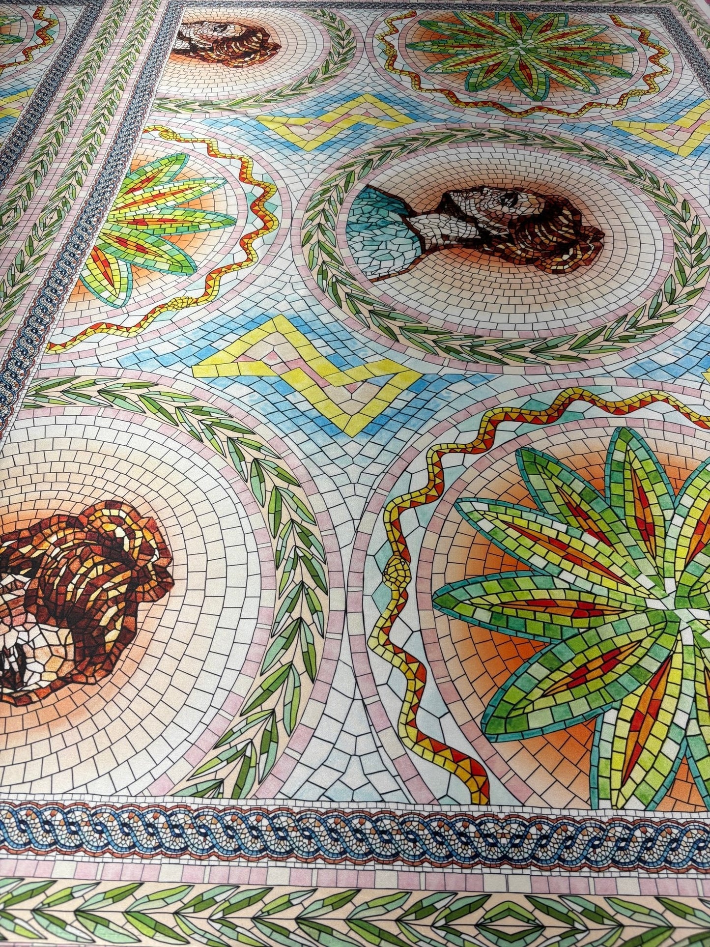 Greek Mosaic Print Fabric By Metre