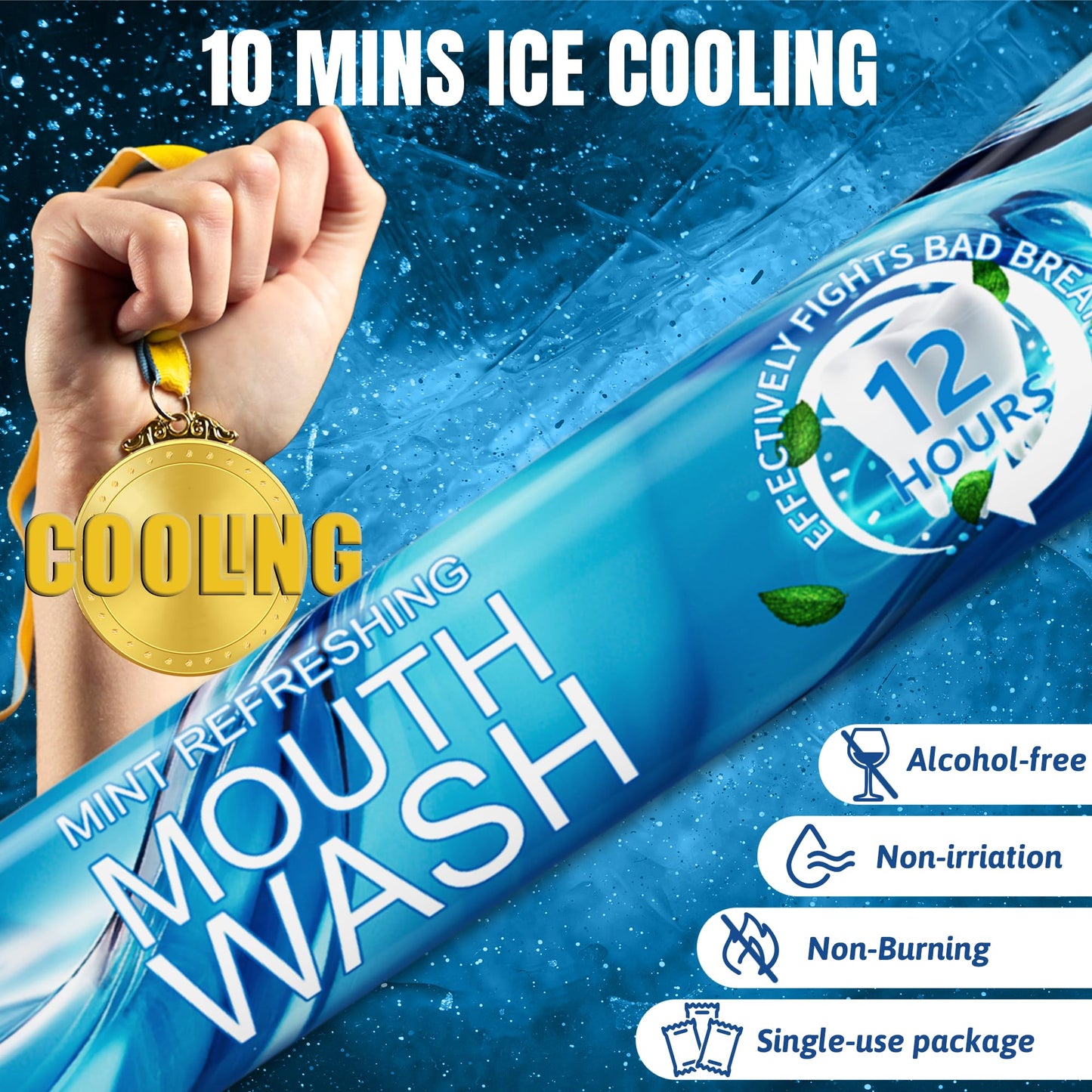 Travel-Size Mouthwash Packets – TSA-Approved Mini Mint, Alcohol & Fluoride-Free (30 Pack)