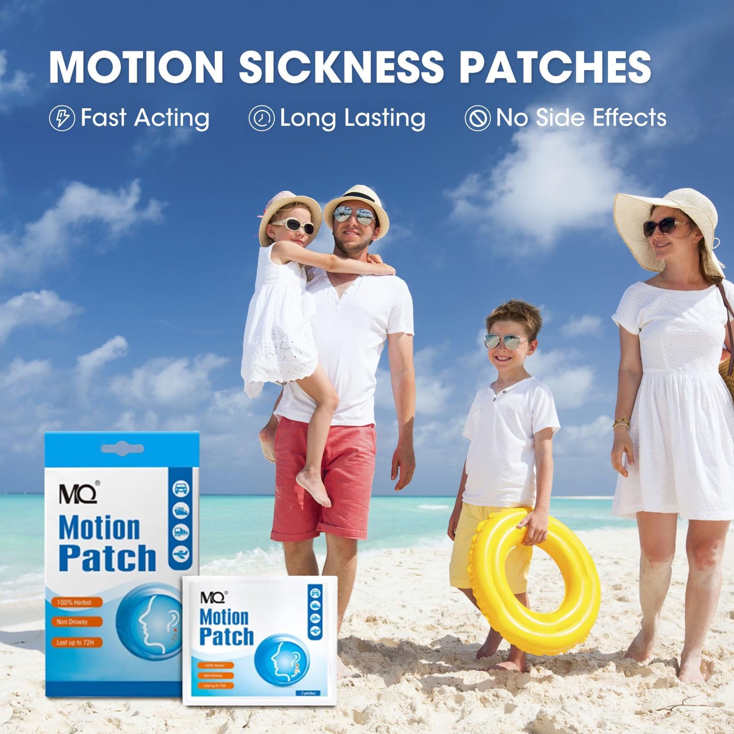 MQ Motion Sickness Patch (30 Count) - Non-Drowsy Behind-Ear Patches for Cruise, Car, Flight | Fast Acting & 72H Lasting