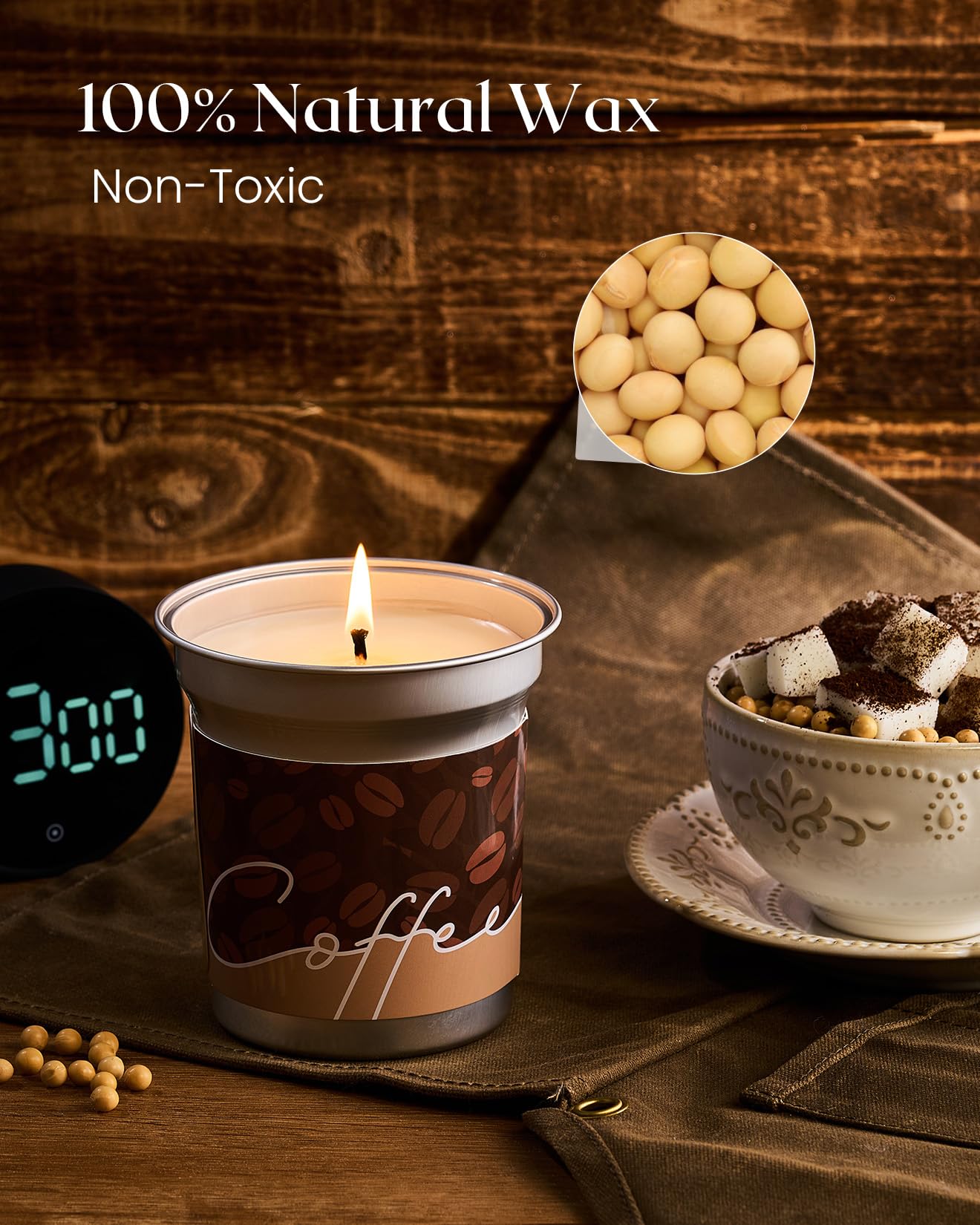 M&SENSE Mocha Coffee Scented Candle 12.3oz – Soy, Non-Toxic, 75h Burn