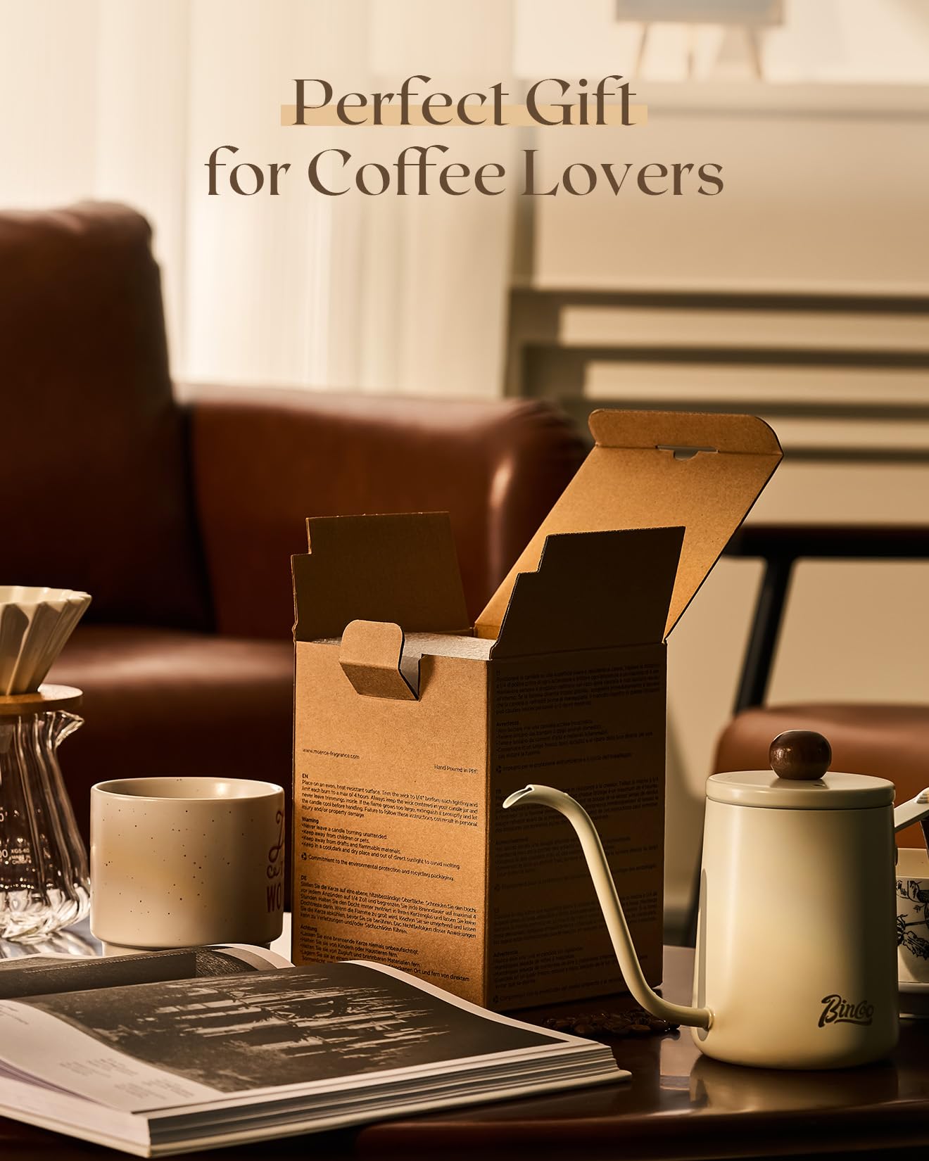 M&SENSE Mocha Coffee Scented Candle 12.3oz – Soy, Non-Toxic, 75h Burn