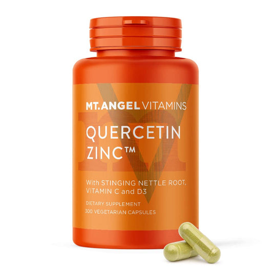 Mt. Angel Vitamins Zinc Quercetin with Bromelain – Immune Support & Respiratory Health | Quercetin 500mg, Zinc 50mg | 300ct