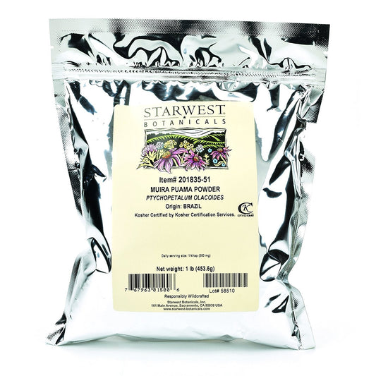 Muira Puama Powder Wildcrafted (1 lb) – Starwest Botanicals | Ptychopetalum olacoides