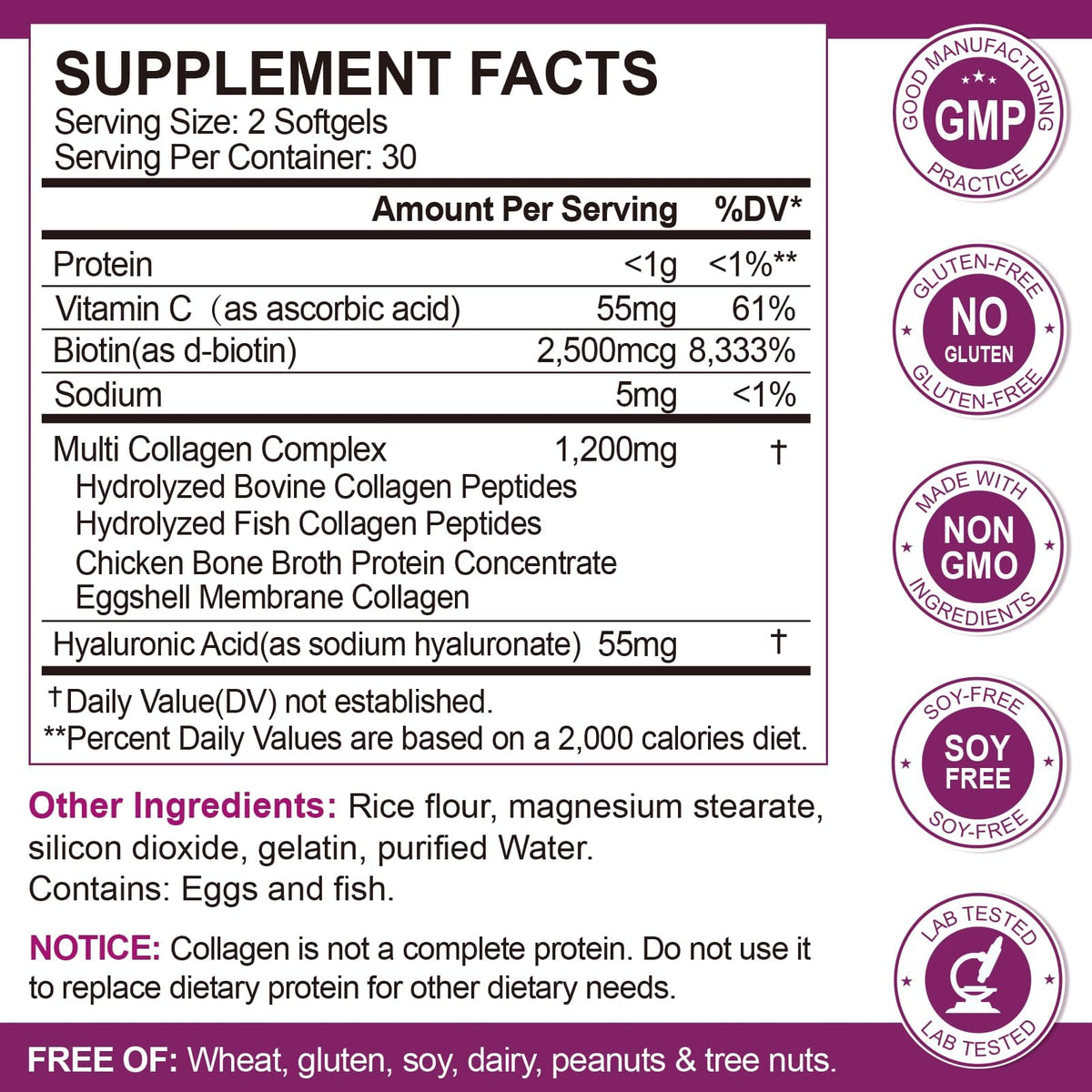 Multi Collagen Peptides Softgels – Type I, II, III, V, X for Skin, Hair, Nails & Joints | Non-GMO